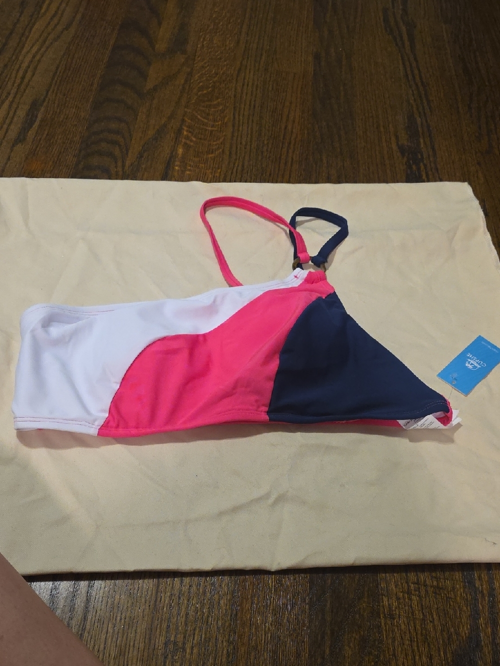 Cupshe White Pink Navy Colorblock Bikini Top